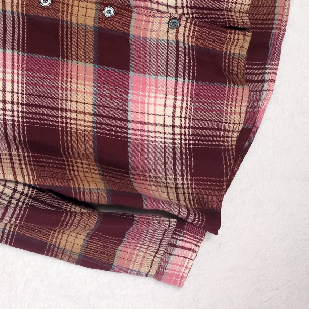 Old Navy Women's Pink & Maroon Plaid Boyfriend Shirt Size S - Picture 2 of 7